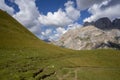 Mountain landscapes in the Dolomites. View from the Lino Pederiva trail