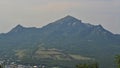 Mountain landscapes. Panoramic view from the observation platforms of Mount Mashuk to Mount Beshtau and the surrounding Pyatigorsk Royalty Free Stock Photo