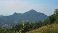 Mountain landscapes. Panoramic view from the observation platforms of Mount Mashuk to Mount Beshtau and the surrounding Pyatigorsk Royalty Free Stock Photo