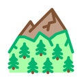 Mountain landskape with vegetation icon vector outline illustration