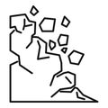 Mountain landslide icon, outline style