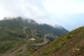 Mountain lanscape with beautiful wild flowers, blue skyin the daytime. Royalty Free Stock Photo