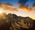 Mountain Latemar at sunset in Dolomites