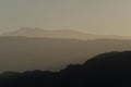 Mountain layers of the andean precordillera pre-mountain range and the cordillera at sunset, San Juan, Argentina
