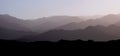 Mountain layers of the andean precordillera pre-mountain range and the cordillera at sunset, San Juan, Argentina