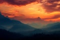Mountain layers in a captivating sunset view, tranquil and picturesque Royalty Free Stock Photo