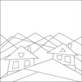 Mountain lifestyle. Houses in the mountains. Flat style. Geometry. Vector Image.