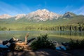 mountain like a pyramid. Pyramid Mountain, Jasper National Park, Canada.