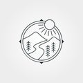 Mountain line icon logo vector illustration design, landscape hill line art logo design Royalty Free Stock Photo