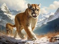 Mountain lion with long tail Royalty Free Stock Photo