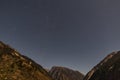 Mountain with little snow on the top with stars in the night at Lachen in North Sikkim, India Royalty Free Stock Photo