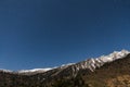 Mountain with little snow on the top with stars in the night at Lachen in North Sikkim, India Royalty Free Stock Photo