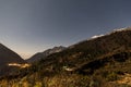 Mountain with little snow on the top with stars in the night at Lachen in North Sikkim, India Royalty Free Stock Photo