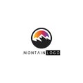 Mountain logo circle emblem, nature color, vector design concept template Royalty Free Stock Photo