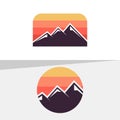 Mountain logo icon template with rounded circle and square set symbol