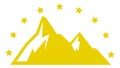 Mountain logo with stars on top. High peaks badge