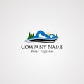 Mountain logo vector with wave street, icon, element, and template for business