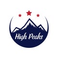 Mountain logotype with hill peaks. Minimal retro badge, vintage label for branding projects.