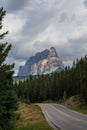 Castle Mountain near the Bow River, Banff National Park, Alberta, Canada. the mountain looks like a castle. Royalty Free Stock Photo