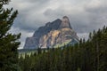 Castle Mountain near the Bow River, Banff National Park, Alberta, Canada. the mountain looks like a castle. Royalty Free Stock Photo