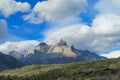 Mountain Los Cuernos in Torres del Paine national park in Chile Patagonia