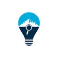 Mountain and loupe bulb shape concept logo