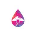 Mountain and loupe drop shape concept logo