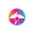 Mountain and loupe logo combination.