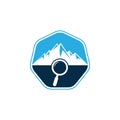 Mountain and loupe logo combination.