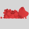 Mountain of love hearts. 3D