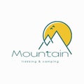 Mountain lovers image logo in the morning. usually used by the community or professional climbers