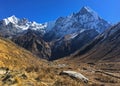 Mountain Machapuchare and ridge