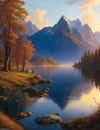 Mountain Majesty: Oil-Painted View