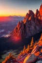 Mountain Majesty. Rugged beauty of a mountain peak at sunset