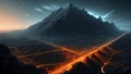 Mountain Majesty: A stunning panorama of sunrise and sunset over snow-capped peaks Royalty Free Stock Photo