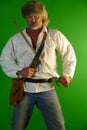 Mountain man with saber and knife Royalty Free Stock Photo