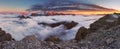 Mountain Marmolada at sunset in Italy dolomites at summer Royalty Free Stock Photo