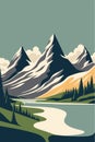 Mountain Matterhorn Swiss Alps landscape at Europe Switzerland vector Royalty Free Stock Photo