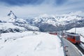 Mountain Matterhorn and train in Gornergrat, Switzerland Royalty Free Stock Photo