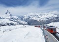 Mountain Matterhorn and train Royalty Free Stock Photo