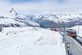 Mountain Matterhorn and train Royalty Free Stock Photo