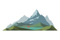 Mountain mature silhouette element outdoor icon snow ice tops and decorative isolated camping landscape travel climbing