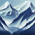 Mountain mature silhouette element outdoor icon snowy ice peaks and decorative, Realistic illustration of mountain Royalty Free Stock Photo