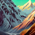 Mountain mature silhouette element outdoor icon snowy ice peaks and decorative, Realistic illustration of mountain