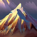 Mountain mature silhouette element outdoor icon snowy ice peaks and decorative, Realistic illustration of mountain