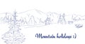 Mountain meadow graphic art pen landscape