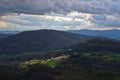 Mountain meadows at autumn illuminated by ray of light, Radocelo mountain