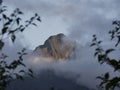 Mountain in the midst of a cloud in the early morning, Mafate in Reunion