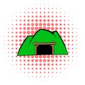 Mountain mine icon, comics style