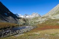 Mountain mirror lake in autumn colors scenic view. Fall in the Altai Mountains, Russia